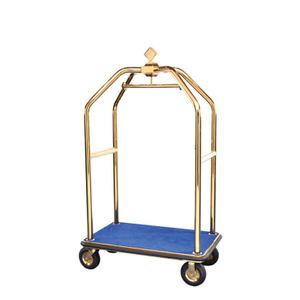 Тележка для багажа с 8-дюймовыми пневматическими колесами из нержавеющей стали с золотым хромированным покрытием и синим ковром